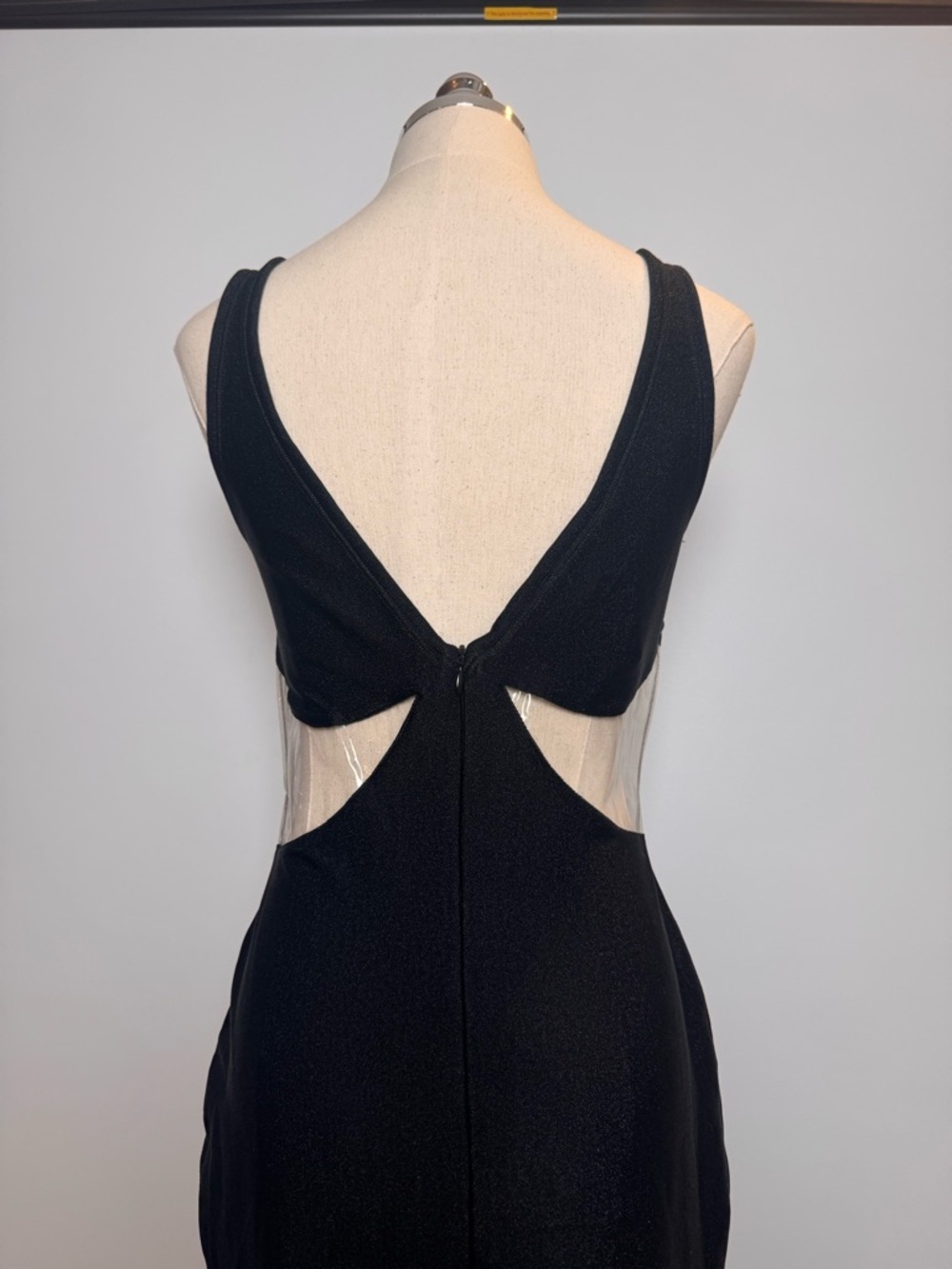 Vintage Versace Black Long Jersey Dress w/ PVC Inserts – Size 44 - Picture 9 of 12